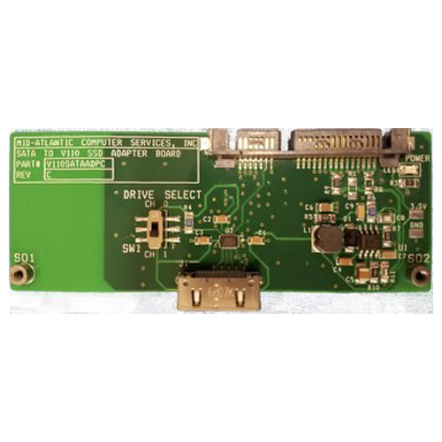 Getac V100SATAADPC - V110 SATA HDD/SSD Canister Adapter showing Getac canister connector and SATA interface connector