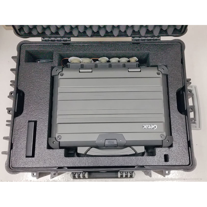 PCG custom transit case showing X500 with MILBOX and accessories from the top