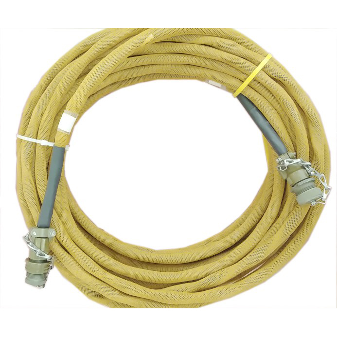 100’ armored shielded interface cable coiled for installation in transit case with MIL-D-38999 straight plugs