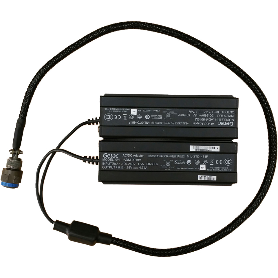 X500 laptop 180W MILSPEC AC adapter with MIL-D-38999 output plug and MIL-STD-461F certification