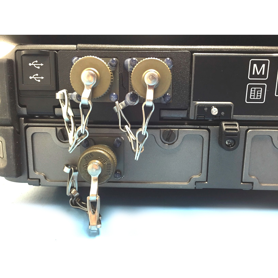 X500 laptop double high side MILBOX with 38999 receptacles for multiple power input sources and LAN